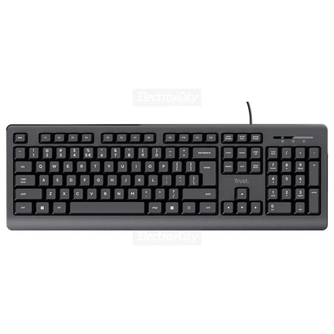 Trust Primo Full Size Wired Keyboard – Black, 104-Key, Spill-Resistant - Gomix Brands Outlet
